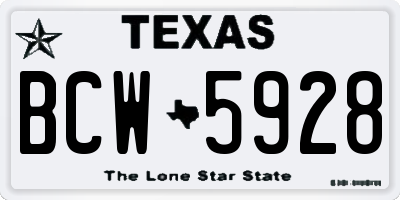 TX license plate BCW5928