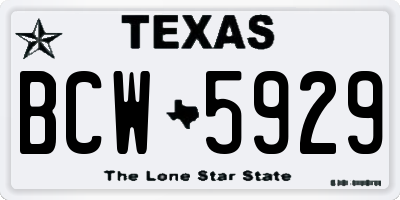 TX license plate BCW5929