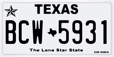 TX license plate BCW5931