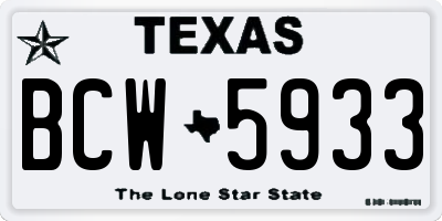 TX license plate BCW5933