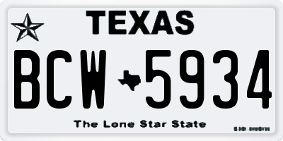 TX license plate BCW5934