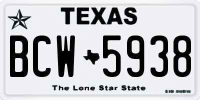 TX license plate BCW5938