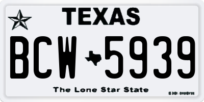 TX license plate BCW5939