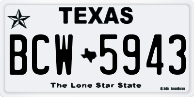 TX license plate BCW5943