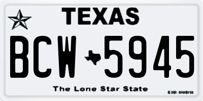 TX license plate BCW5945