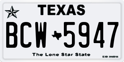 TX license plate BCW5947