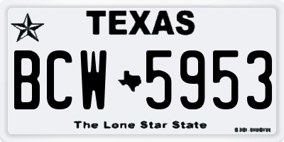 TX license plate BCW5953