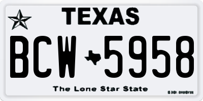 TX license plate BCW5958