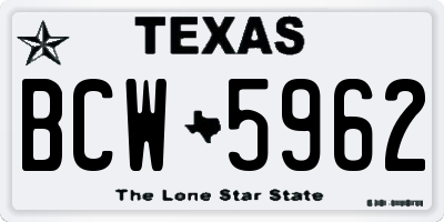 TX license plate BCW5962