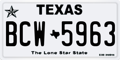 TX license plate BCW5963