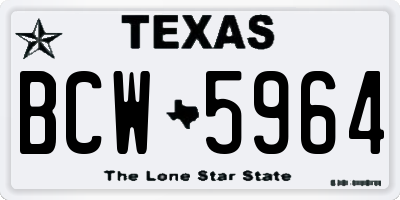 TX license plate BCW5964