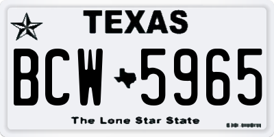 TX license plate BCW5965