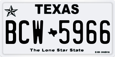 TX license plate BCW5966