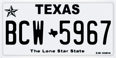 TX license plate BCW5967