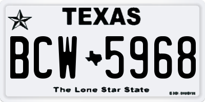 TX license plate BCW5968