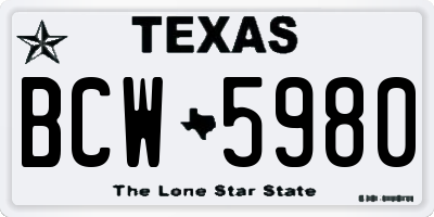 TX license plate BCW5980
