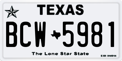 TX license plate BCW5981