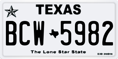 TX license plate BCW5982