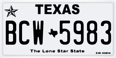 TX license plate BCW5983