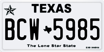 TX license plate BCW5985