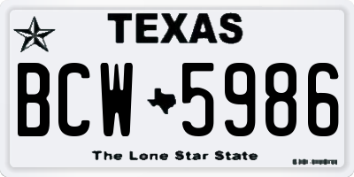 TX license plate BCW5986