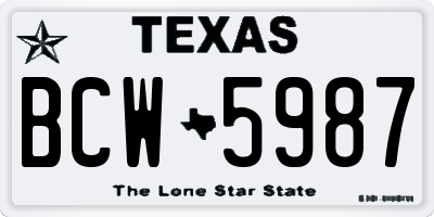 TX license plate BCW5987