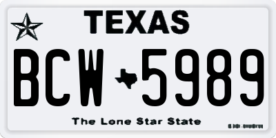 TX license plate BCW5989