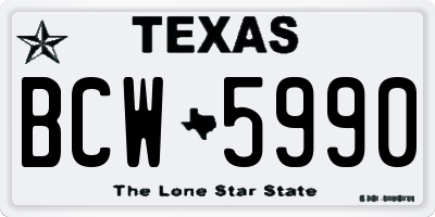 TX license plate BCW5990