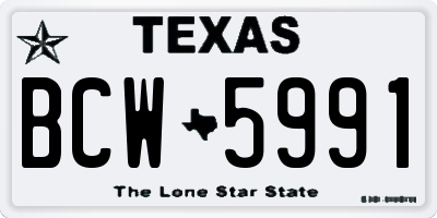 TX license plate BCW5991