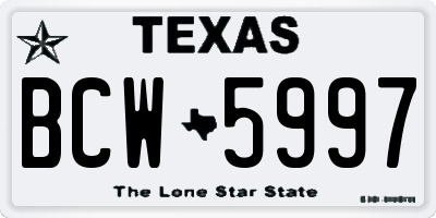 TX license plate BCW5997