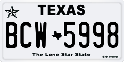 TX license plate BCW5998