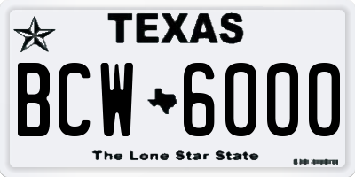 TX license plate BCW6000