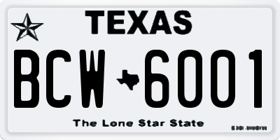TX license plate BCW6001
