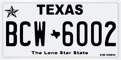 TX license plate BCW6002