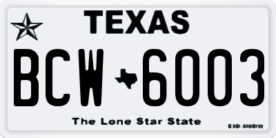 TX license plate BCW6003