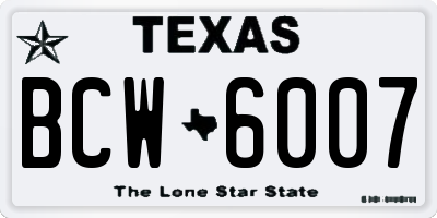 TX license plate BCW6007