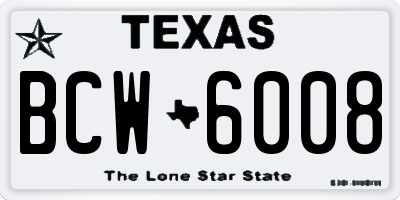 TX license plate BCW6008