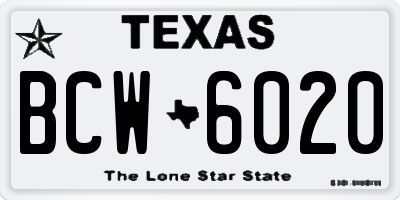 TX license plate BCW6020