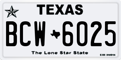 TX license plate BCW6025