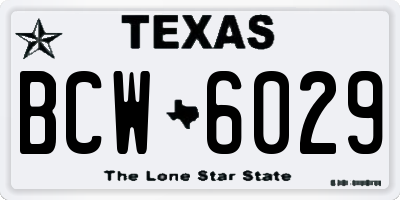 TX license plate BCW6029
