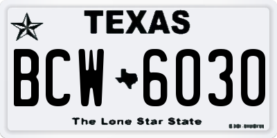 TX license plate BCW6030