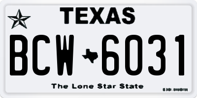 TX license plate BCW6031