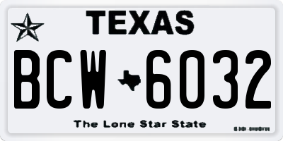 TX license plate BCW6032