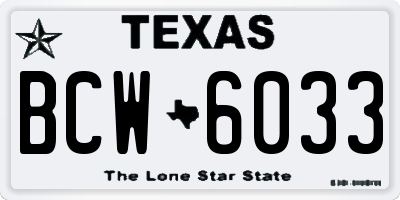 TX license plate BCW6033