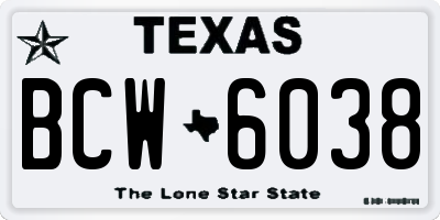 TX license plate BCW6038
