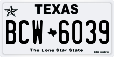 TX license plate BCW6039