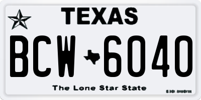 TX license plate BCW6040