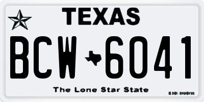 TX license plate BCW6041