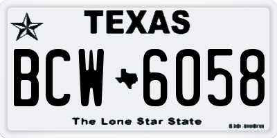 TX license plate BCW6058