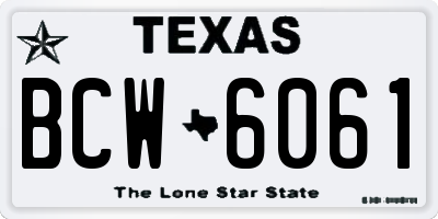 TX license plate BCW6061